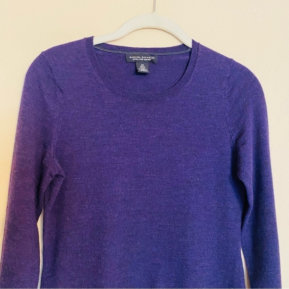 Extra Fine Merino Wool Banana Republic Purple Sweater Extra Fine Size XS Classic